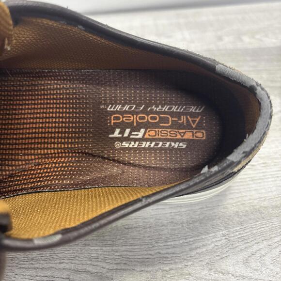 Men Sz 8 Skechers Porter Ressen Dark  Brown Leather Lace Up Sneaker 64737 - Picture 14 of 16